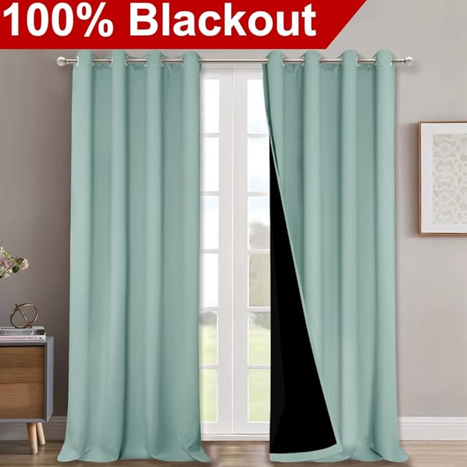 NICETOWN Aqua Blue 100% Blackout Curtains