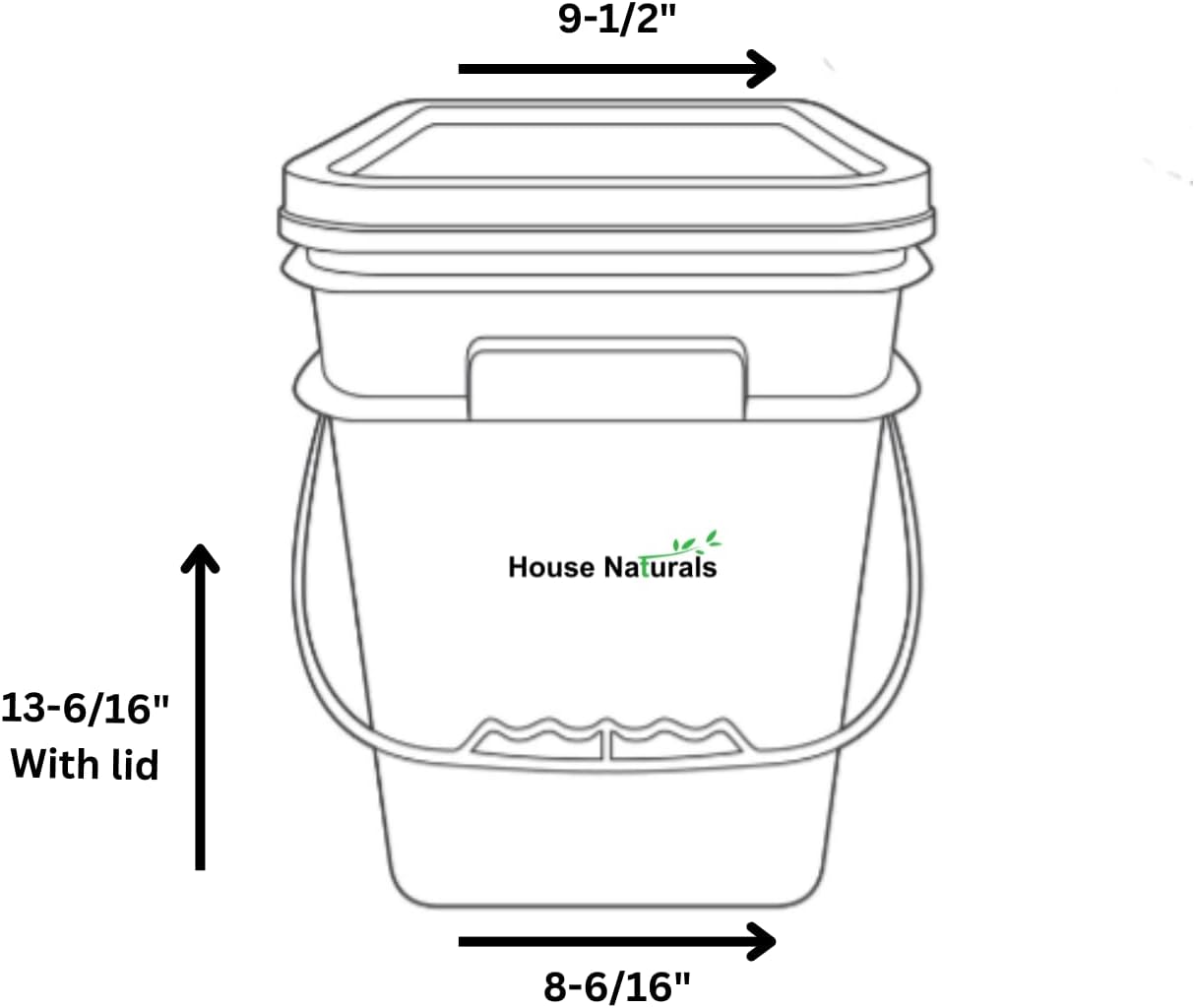 House Naturals 4 Gallon Square Food Grade Bucket Pail with Plastic Handles and Lid (Pack of 3) Made in USA containers (Yellow)