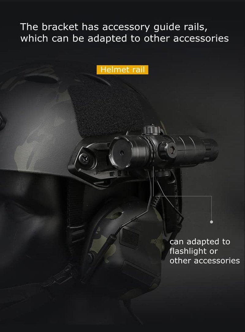 Tactical Helmet Accessories Military Adjustable Headset Bracket ARC Rail Adapter for Outdoor Sport Airsoft Paintball (Black)