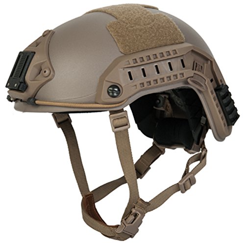 Lancer Tactical Medium - Large Industrial Durable ABS Plastic Constructed Maritime Helmet w/Adjustable 20mm Side Rail Adapter Padding Stickers NVG Shroud Bungee Retention Goggle Clip