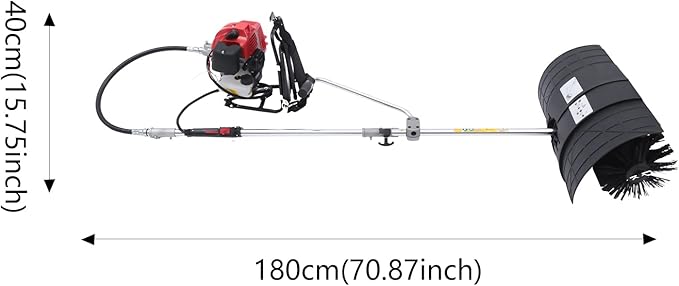 Gas Handheld Sweeper, 52cc 2 Stroke Gas Power Broom Walk Behind Sweeper Cleaning Driveway Tools,Sweeper with Shoulder Strap, High Performance Cleaning Sweeping Machine 2.3HP 1.7kw
