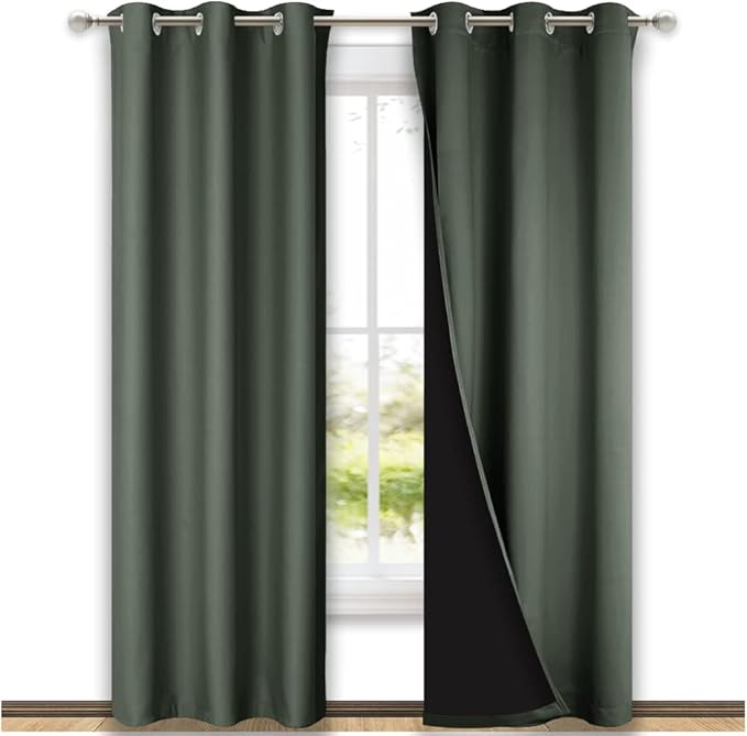 NICETOWN Dark Mallard Blackout Curtains 84 inches Long, Full Light Blocking