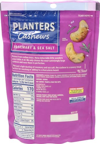PLANTERS Cashews Rosemary & Sea Salt, Party Snacks, 5 Oz Bag (Pack of 2)