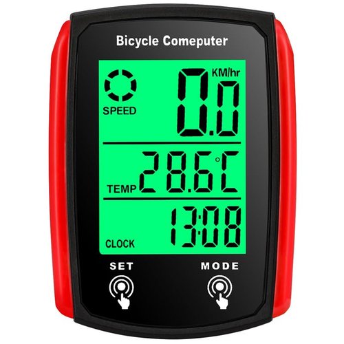 Cycling Computer Speed Sensor for Cycling Bike Sensor for Cycling Computers Cycle Digital Odometer Computer Waterproof LCD RED