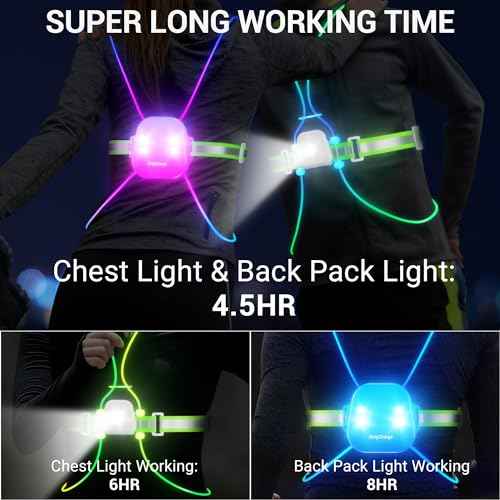 Running Vest for Women, Reflective Running Lights Vest for Night Runners, Running Light Gear Safety Reflective Vest for Men