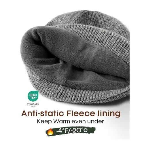 FURTALK Winter Hats for Men Women Fleece Lined Beanie Warm Knitted Outdoor Skull Cap 2 pcs