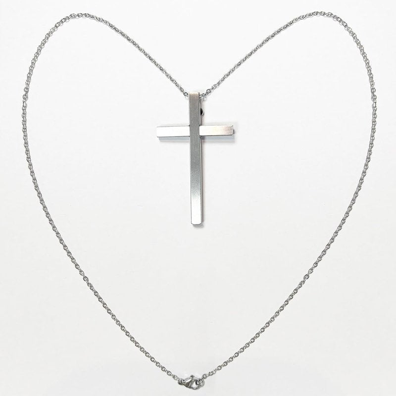 Self Defense Cross Necklace, 21 inch Chain, Stainless Steel Hidden Protection Tool with Safety Lock