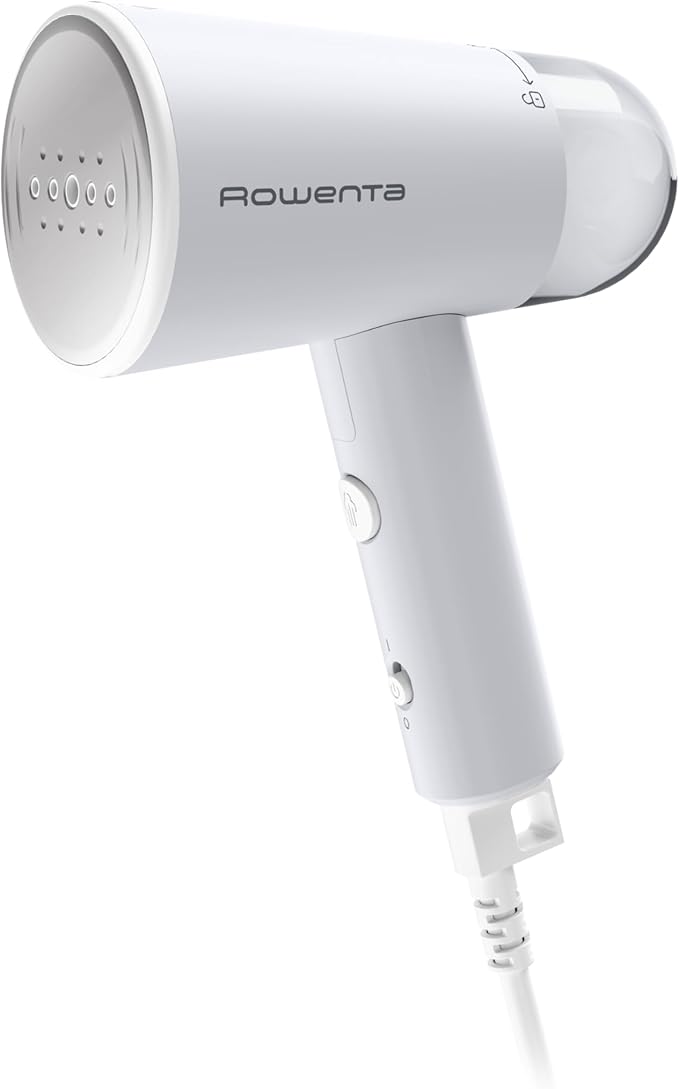 Rowenta Travel Steam Handheld Steamer 2.3 Oz Tank Capacity, Foldable,Easy Steam, Effortless wrinkle removal, 1100 watts Portable, Ironing, Fabric Steamer, Vacation Essentials, Gray, DR1011