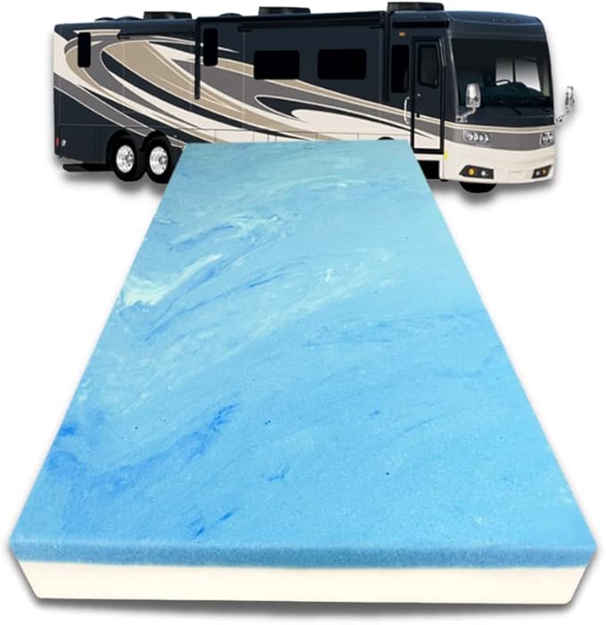 FoamRush 3-Inch Bunk (42" x 80") Gel Memory Foam RV Mattress Replacement, Medium Firm, Comfort, Pressure Relief Support, Made in USA, Travel Camper Trailer Truck, Cover Not Included