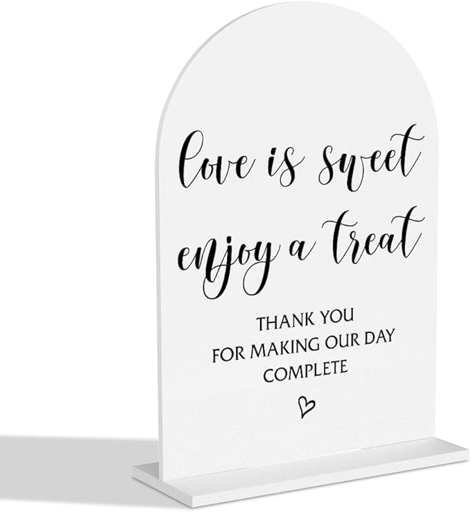 Wedding Signs Love Is Sweet Sign for Dessert Table Sweetheart Table Decor for Wedding Engagement Bridal Shower Ceremony Reception Event Valentine's Day Clear Acrylic Decor