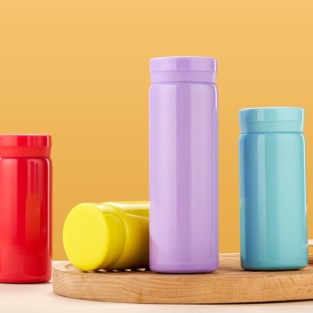 10oz Mini Water Bottle Stainless Steel Thermos Small Flask - Insulated Vacuum, Leak Proof, Keeps Drinks Hot/Cold - Ideal for Coffee, Tea, Water - Purple
