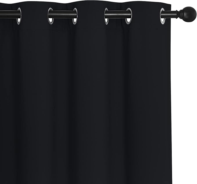 NICETOWN Black Blackout Curtain 78 inches Long
