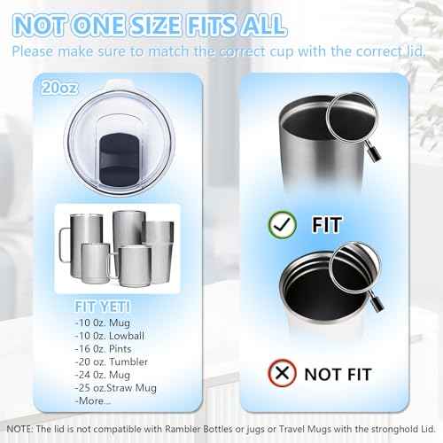 3 Pack 20 oz Tumbler Lid, Magnetic Slider Replacement Lids for YETI 20 oz Tumbler, 10/24 oz Mug and 10 oz Lowball, Spill Proof Cup Lids Covers Compatible for Ozark Trail, Old Style Rtic, BPA Free
