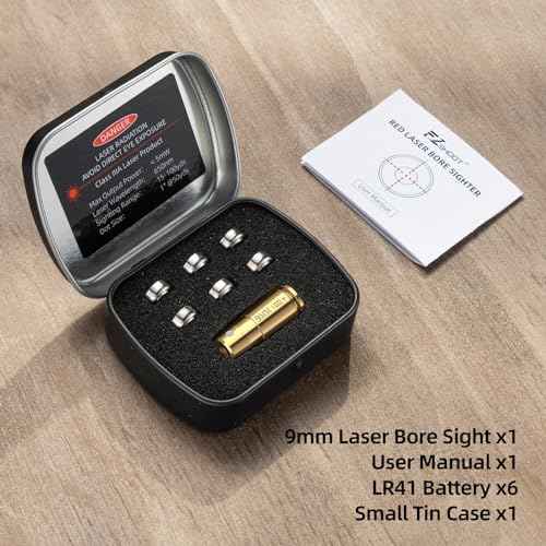 EZshoot Bore Sight Laser 9mm/223 5.56mm/243 308/12-Gauge Red Laser Boresighter with Portable Tin Case and Extra Batteries