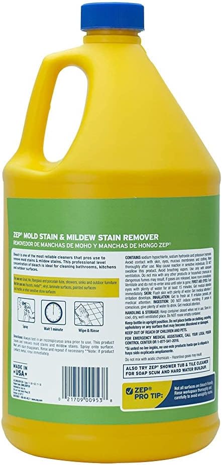 Zep Mold Stain and Mildew Stain Remover 1 Gal (Case of 4) Bleach Resistant Sprayer Bottles (Case of 12) - ZUMILDEW128 - Industrial-Strength Formula Quickly Cleans and Brightens