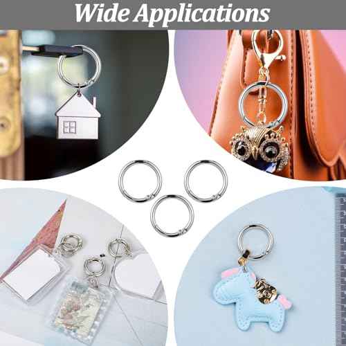 40 Pack 0.5 Inch Round Buckle Clips, Metal Spring O Rings Silver Carabiner Clips Keychain Snap Hook Zinc Alloy Keyring Buckle for Bag Purse Craft DIY