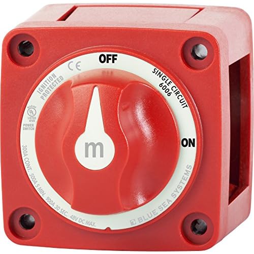 Blue Sea Systems 6006 m-Series ON/OFF Battery Isolator Switch with Locking Key, Red