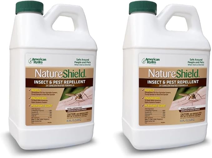 NatureShield Insect and Pest Repellent, Outdoor Bug Repellent for Patio and Lawn, Use with Irrigation Feeder System, Pump or Hose End Sprayer, 64 Fl Oz, 2 Pack