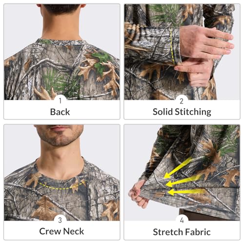 LOOGU Men's Camo Shirt Lightweight Turkey Hunting Shirt Camouflage Shirts for Men Long Sleeve Shirt