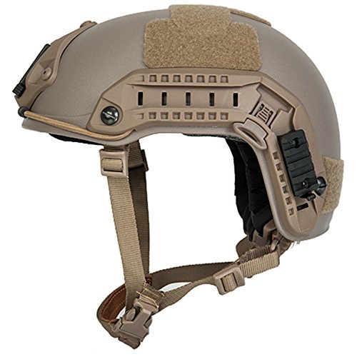 Lancer Tactical Medium - Large Industrial Durable ABS Plastic Constructed Maritime Helmet w/Adjustable 20mm Side Rail Adapter Padding Stickers NVG Shroud Bungee Retention Goggle Clip