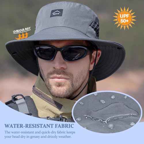 Fishing Hat, UPF50+ Wide Brim Sun Hat for Men Women, UV Protection Hiking Beach Bucket Hats Summer Safari Hat