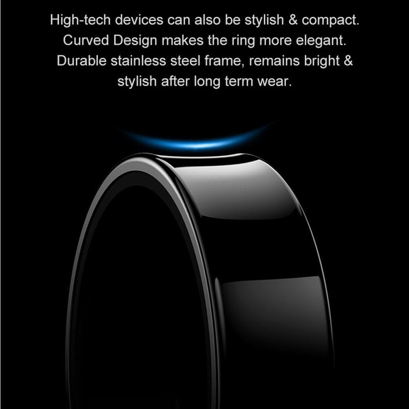 SM SEVENMORE Curved Design Smart Ring Fitness Tracker, Gesture Remote Control Activity Sport Record Sleep Quality Heart Rate SpO2 Skin Temperature Monitoring (Black, #9)