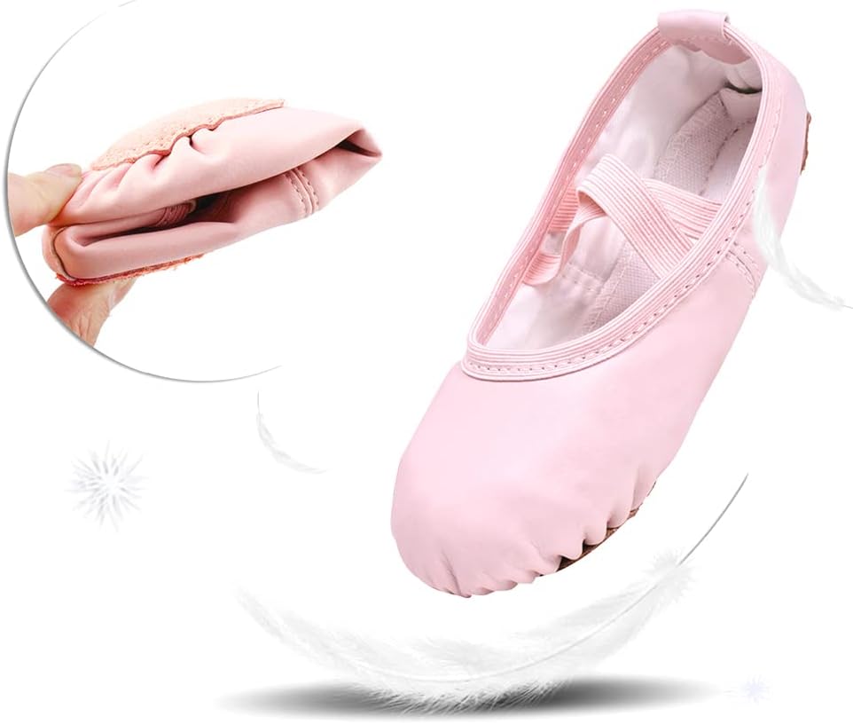 Stelle Ballet Shoes - Soft Leather Toddler & Kids Ballet Slippers for Dance | Multiple Sizes Available