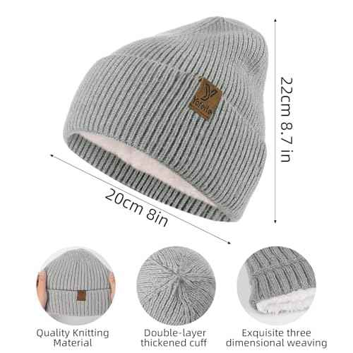 Winter Beanie Hat for Men Women, Warm Unisex Winter Knitted Hats, Stretchy Cuffs and Thick Warm Lining Beanies