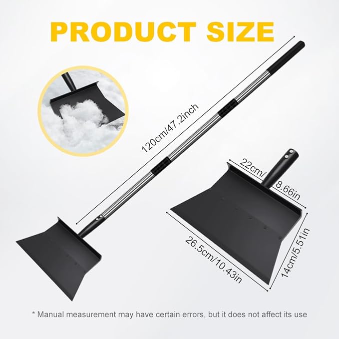 Ice Scraper for Driveway, 206 Upgraded Snow Shovel Heavy-Duty Multi-Purpose Garden Scraper & Ice Breaker, Long Handle Steel Ice Chopper Snow Remover Tool for Sidewalks Steps Outdoor