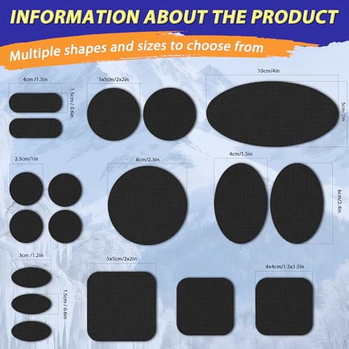 Down Jacket Repair Patch Kit, Outdoor Gear Tenacious Repair Tape, Self Adhesive Fabric Patches for Clothes, Waterproof Ripstop Nylon Fabric Patch for Puffer Jacket, Coat, Tent (18 Pcs, Black)