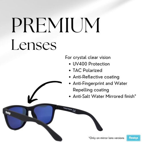 Floatys Floating Sunglasses Rubberized Eddys | Polarized Water Repelling Lenses | No Slip Frame | Lightweight | Men and Women (Black Frame/Grey Lens)