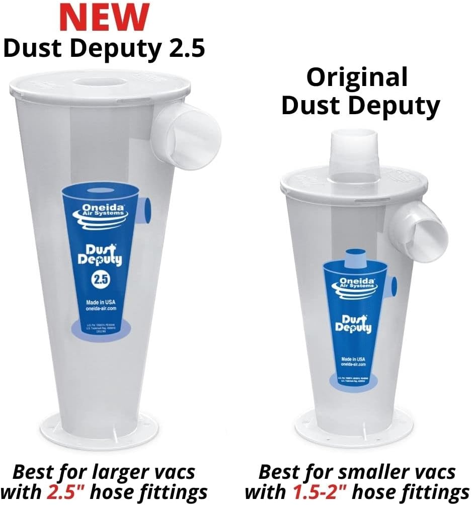 Oneida Air Systems Dust Deputy 2.5 Deluxe Cyclone Separator Kit with 10-Gallon Mobile Steel Dust Bin for Wet/Dry Shop Vacuums (DD 2.5 Deluxe 10-Gal)