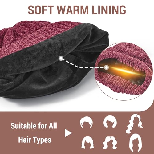 Sukeen Knit Beanie Hat for Women Thick Fleece Lined Winter Hat Warm Skull Cap Fashionable Knit Cap for Outdoor
