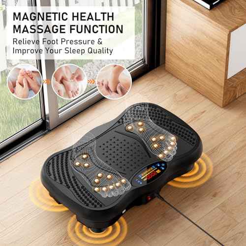 Vibration Plate Exercise Machine, 130 Levels Full Body Workout Vibrating Plate for Lymphatic Drainage Weight Loss, 450 Lbs Capacity Shake Fitness Platform with Resistance Bands Bluetooth for Women Men