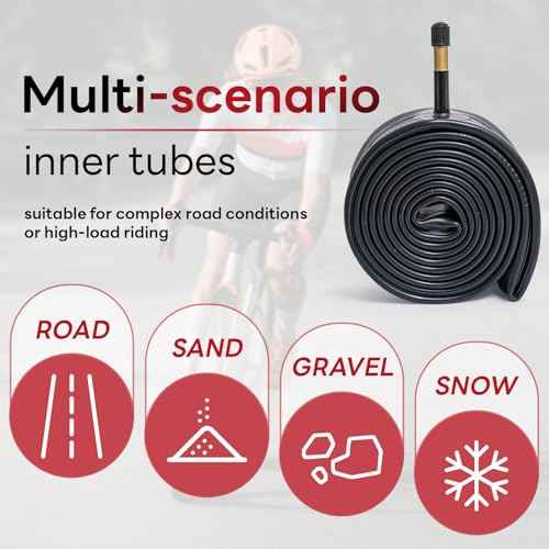 700x35C/43C Heavy Duty Bike Tube,700 x 35C/36C/38C/40C/42C/43C Replacement Bicycle Tube(Single), Reliable 700 x 35C-43C Inner Tube AV48mm Schrader Valve for City/Road/Mountain Cycling Scenarios