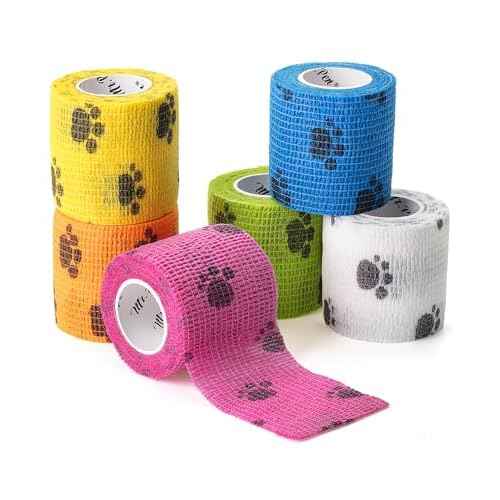 Mr. Pen- Self Adhesive Bandage Wrap, 6 Pack, Paw Design, 2¡° x 5 Yards, Adhesive Bandages, Cohesive Bandage, Medical Wrap, Elastic Bandage Wrap, Bandage Tape