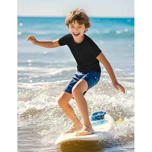 Auranso Boys Rash Guard Short Sleeve Boys Swim Shirt UPF 50+ Quick Dry Shirt for Girls