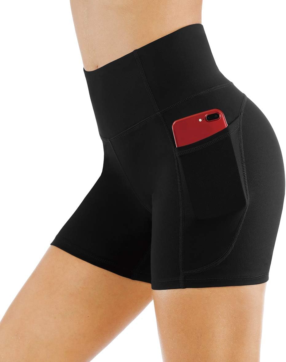 **The Gym People High Waist Yoga Shorts - Tummy Control Fitness Shorts with Deep Pockets**