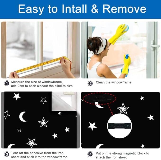 Magnetic Blackout Shades Temporary Blackout Curtains 100% Blackout Blind Window