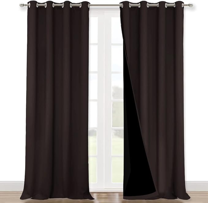 NICETOWN Cold Blocking 100% Blackout Curtains, Durable Black Lined Blackout