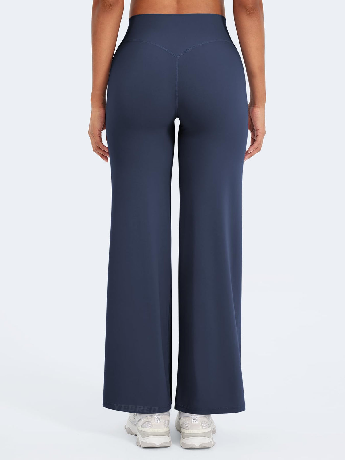 YEOREO Workout Leggings Womens No Front Seam Straight Leggings 29" High Waist Buttery Eddiy Gym Yoga Pants Navy Blue XS