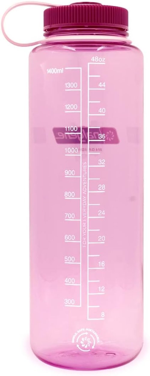 Nalgene Sustain Tritan BPA-Free Water Bottle Made with Material Derived from 50% Plastic Waste (using ISCC certified mass balance), 48 OZ, Wide Mouth, Cosmo