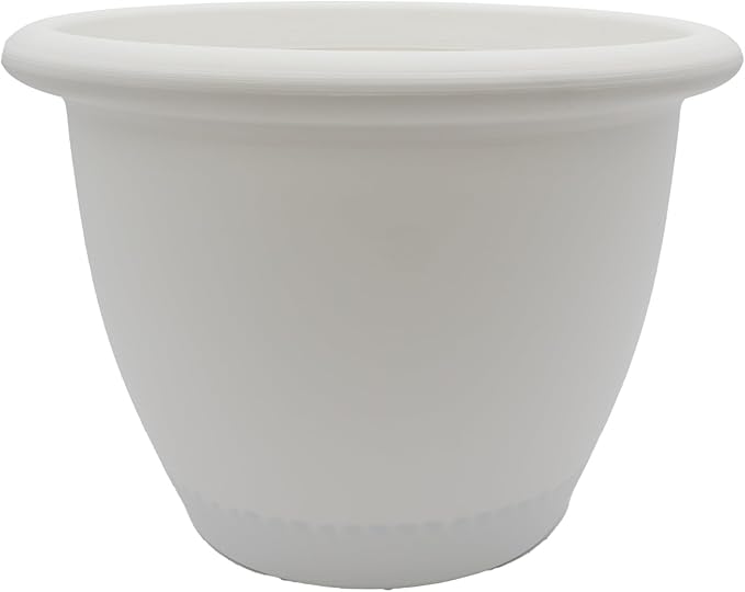 The HC Companies Sevilla Flower Planters - Outdoor & Indoor Planter - Round Self Watering Plant Pots for Herbs & More (12”, White, Pack of 1)