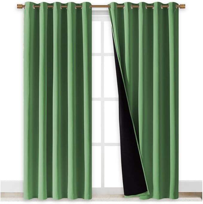 NICETOWN 100% Blackout Window Curtain Panels, Forest Green, Cold and Full Light