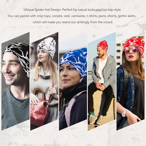 Beanies Hats Men,Y2K Lightning Pattern Wool Acrylic Knitted Hat