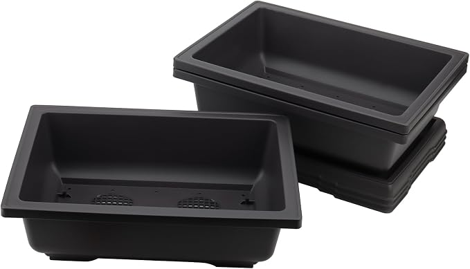 KINJOEK 3 PCS 14 Inch Plastic Bonsai Pots, Large Bonsai Training Pot with Drainage Trays, Rectangular Plant Bonsai Tree Pots for Garden, Indoor, Home Decorative