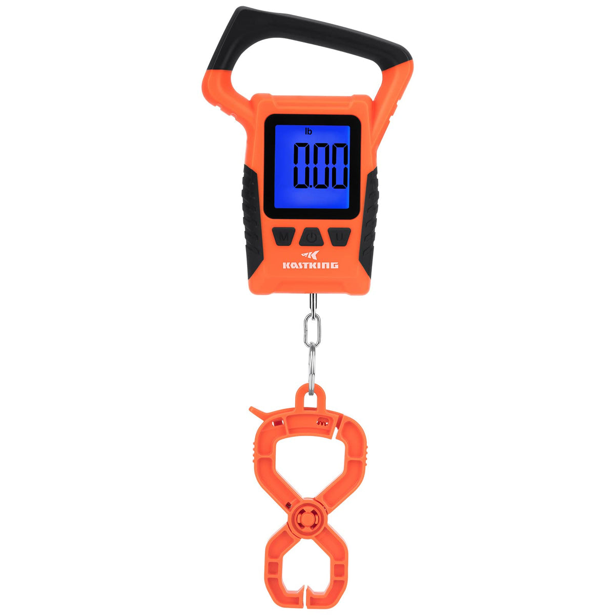 KastKing Fish Scale, WideView Floating Waterproof Digital Scale with No-Puncture Lip Gripper, 2.5” Large LCD Display, 110lb Capacity, Stores up to 9 Weights, Orange