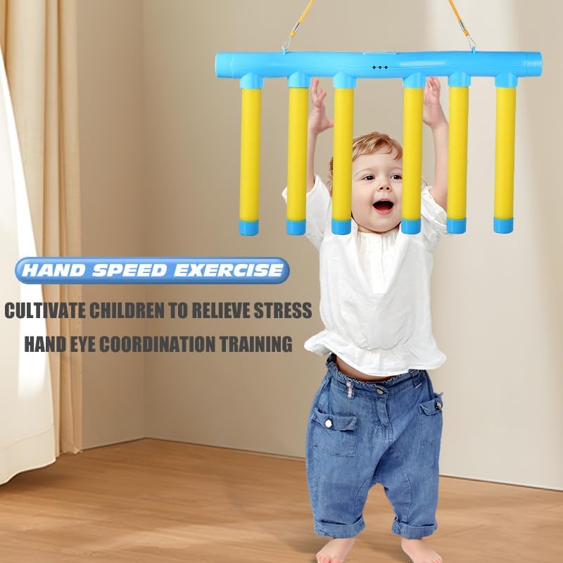 Reaction Time Training Toy - Hand-Eye Coordination Drop Stick Game | Upgraded Remote Control, 3 Speeds, Blue