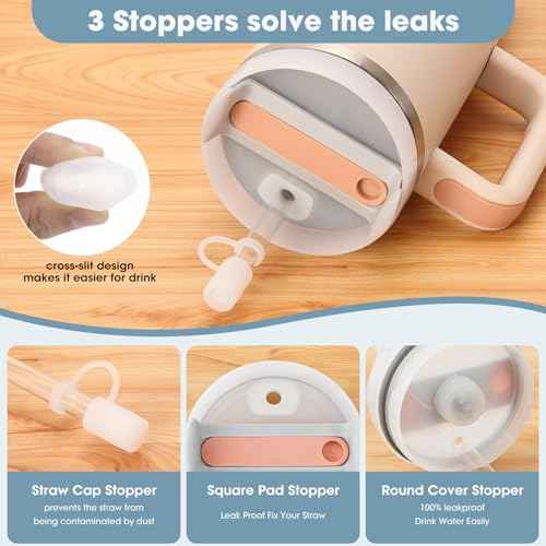 2 Set Spill Stopper for Stanley Cup 20 oz 30 oz 40 oz 64 oz, Leak Proof Accessory for Stanley Tumbler 2.0, Anti Leak Kit for Stanley Quencher (Clear, 2)
