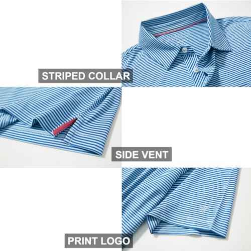 Golf Shirts for Men Dry Fit Short Sleeve Print Performance Moisture Wicking Polo Shirt